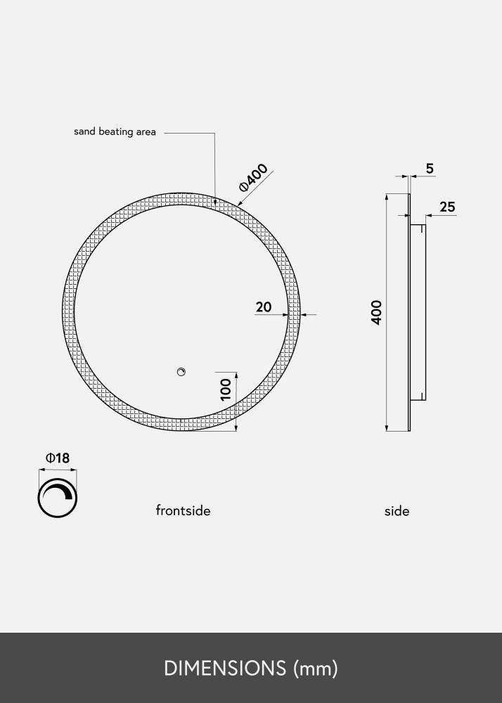 KAILA Espejo Frost LED 40 cm Ø