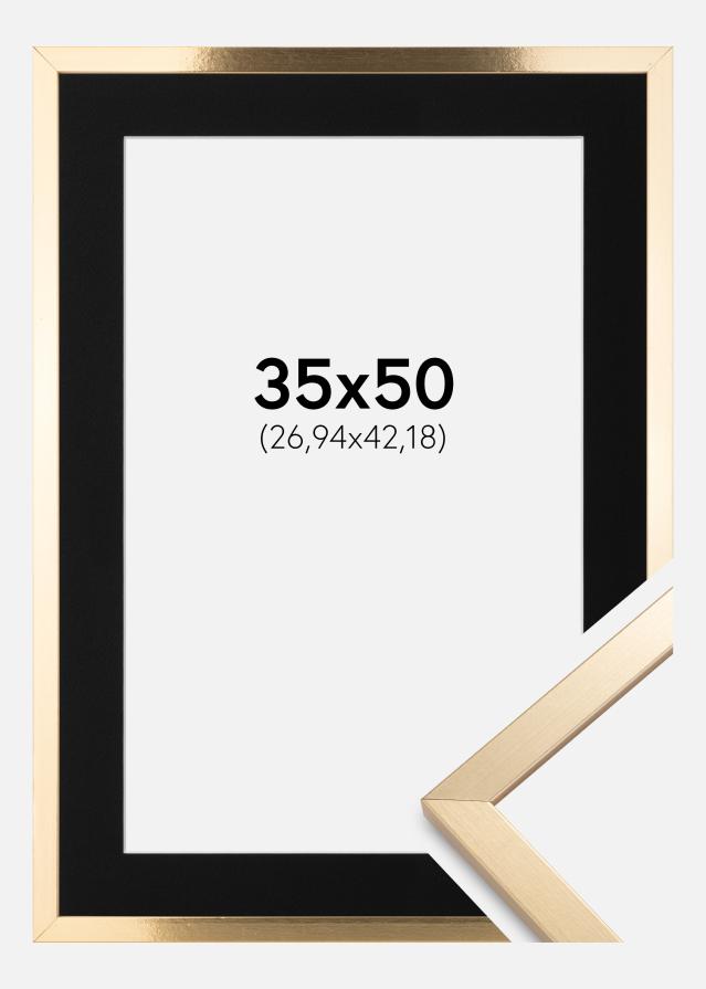 Marco Trendy Dorado 35x50 cm - Paspartú Negro 11x17 inches