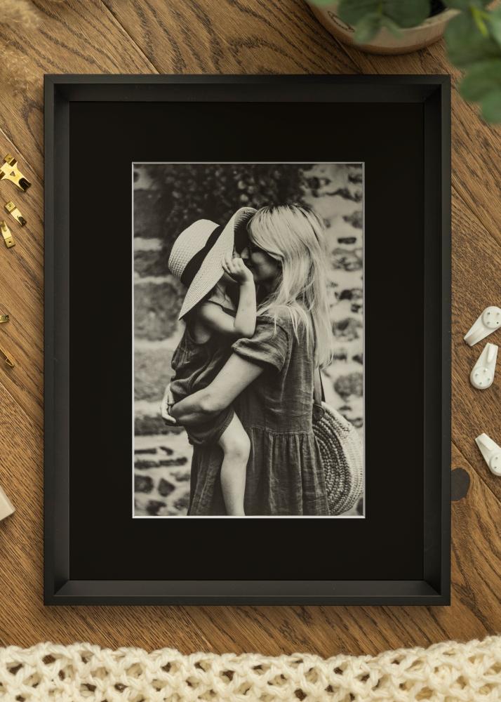 Marco Globe Negro 24x30 cm - Paspartú Negro 7x9 inches