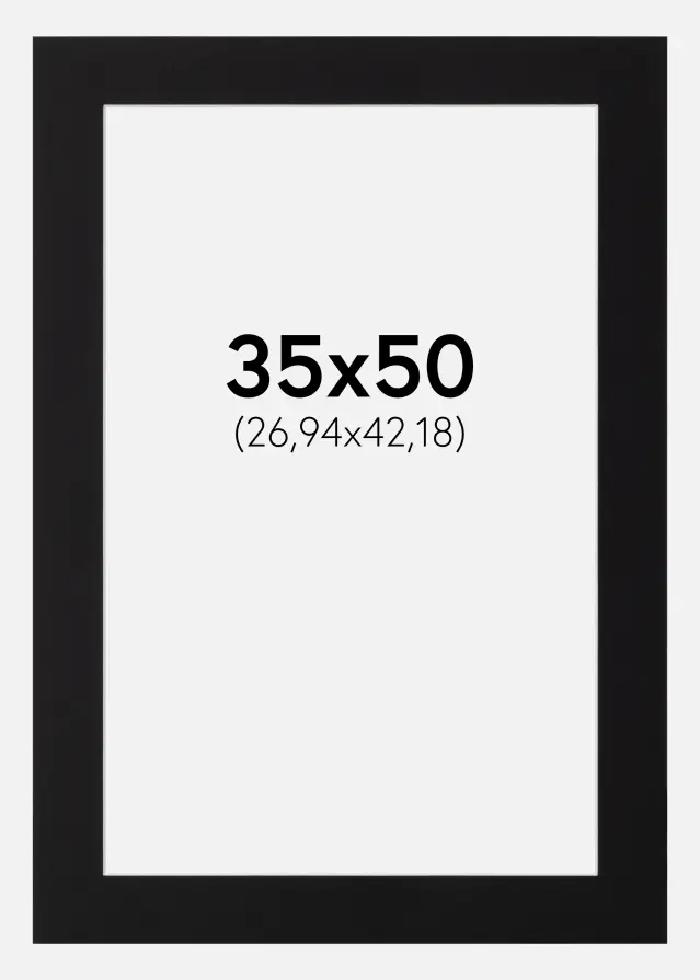 Paspartú Negro Estándar (Borde interior blanco) 35x50 cm (26,94x42,18)