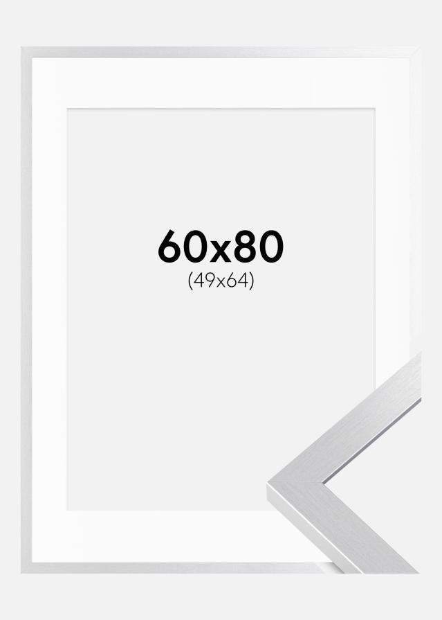 Marco Selection Plateado 60x80 cm - Paspartú Blanco 50x65 cm