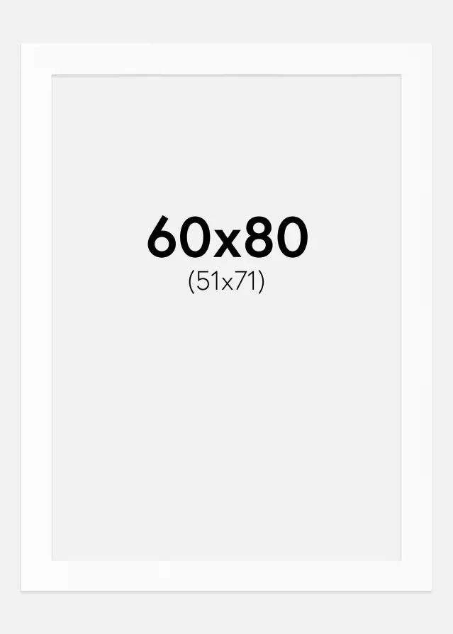 Paspartú Blanco Estándar (Borde interior blanco) 60x80 cm (51x71)