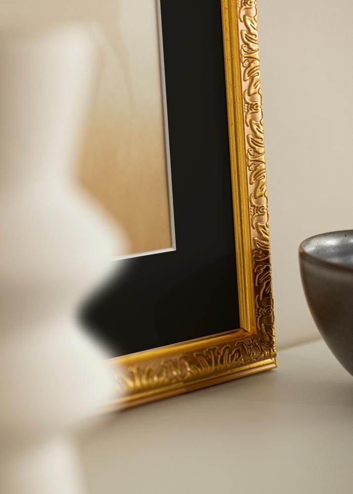 Marco Nostalgia Dorado 35x45 cm - Paspartú Negro 24x34 cm