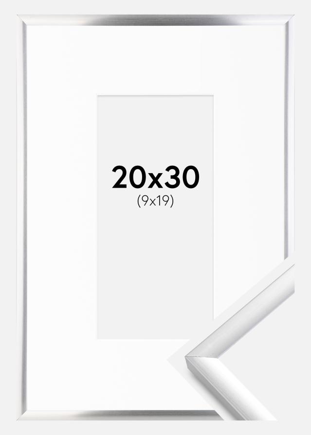 Marco New Lifestyle Plateado 20x30 cm - Paspartú Blanco 10x20 cm