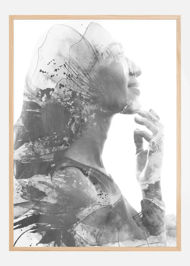 Black and white lady Póster