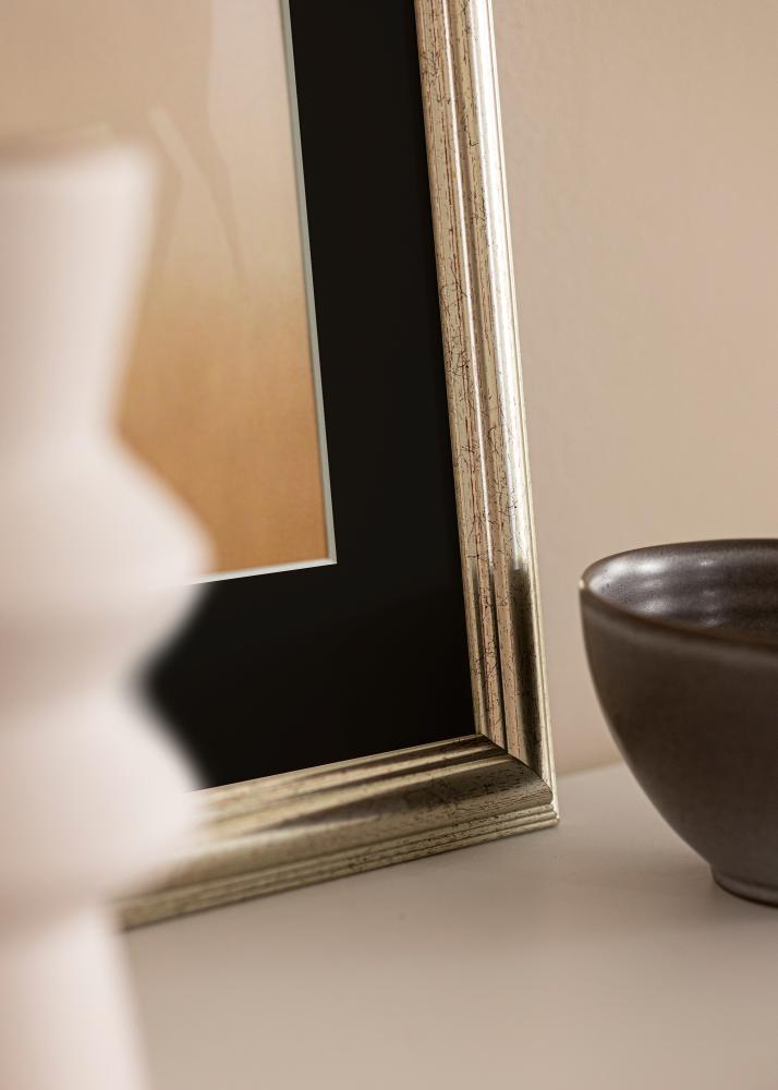 Marco Västkusten Plateado 70x100 cm - Paspartú Negro 24x36 inches