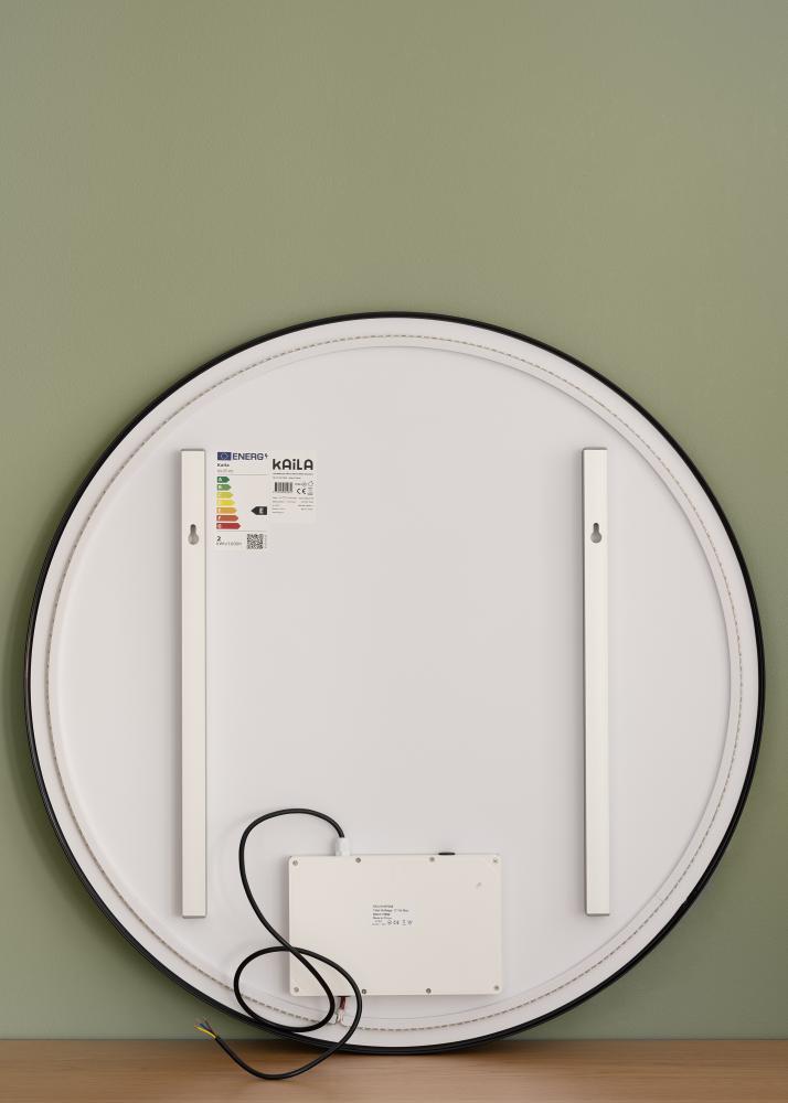 KAILA Espejo Circle LED Negro 80 cm Ø