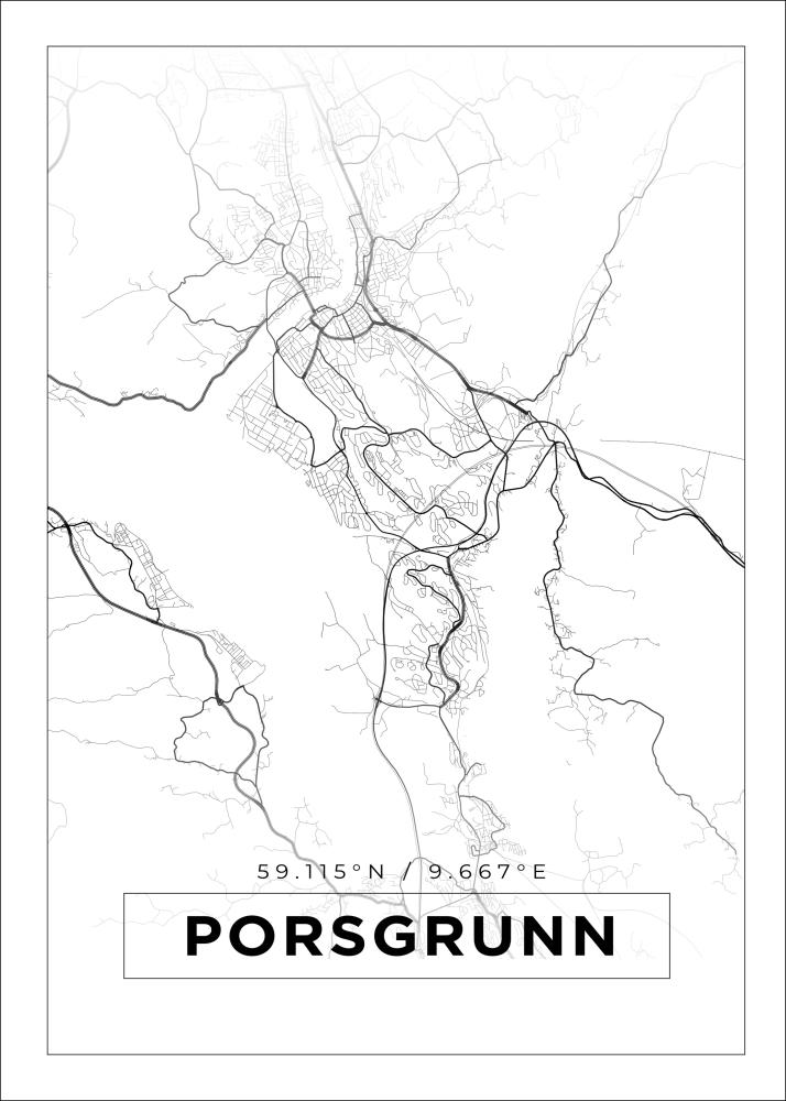 Mapa - Porsgrunn - Cartel Blanco