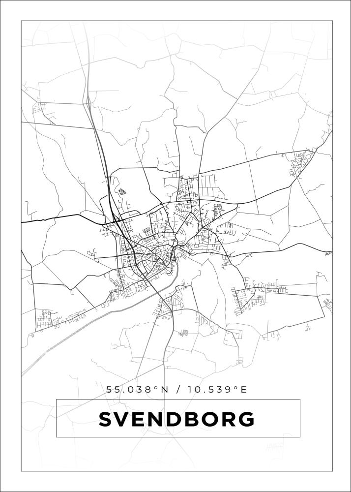 Mapa - Svendborg - Cartel blanco
