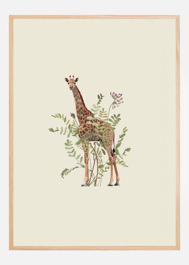 Floral giraffe Póster