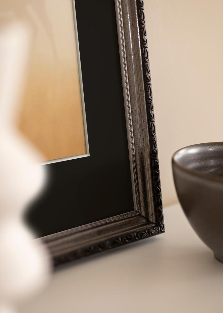 Marco Abisko Plateado 30x40 cm - Paspartú Negro 18x27 cm