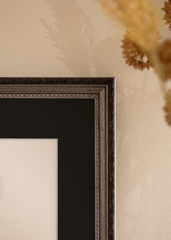 Marco Abisko Plateado 30x40 cm - Paspartú Negro 18x27 cm