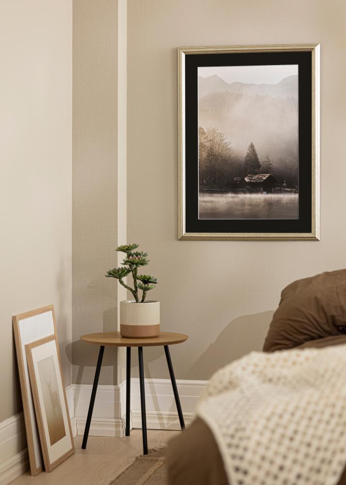 Marco Västkusten Plateado 70x100 cm - Paspartú Negro 24x36 inches