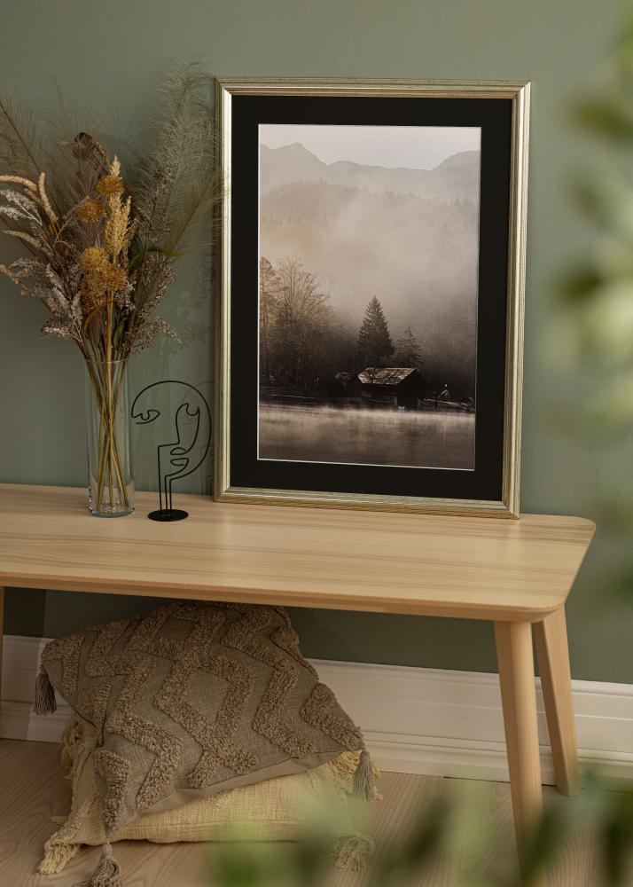 Marco Västkusten Plateado 70x100 cm - Paspartú Negro 24x36 inches