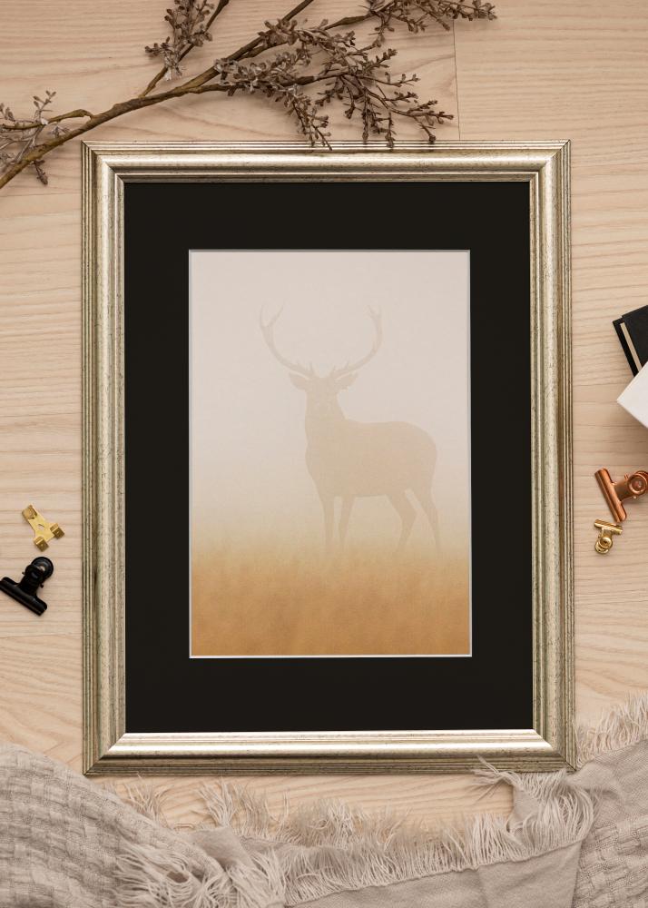 Marco Västkusten Plateado 70x100 cm - Paspartú Negro 24x36 inches