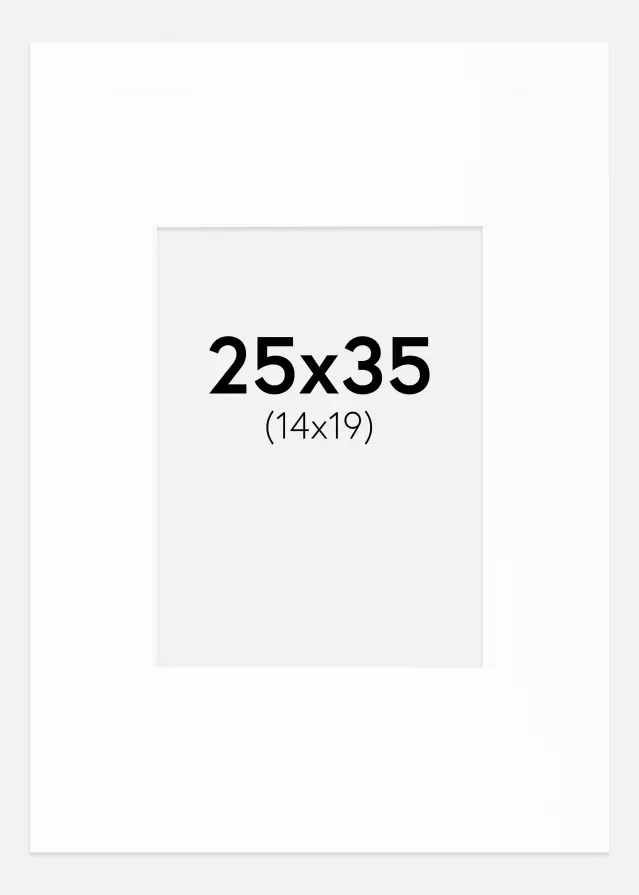 Paspartú XL Estándar Blanco (Borde interior blanco) 25x35 cm (14x19)