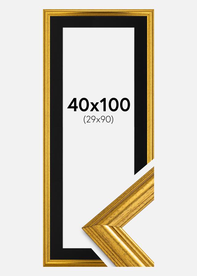 Marco Västkusten Dorado 40x100 cm - Paspartú Negro 30x91 cm