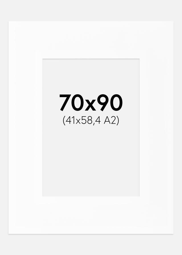 Paspartú XXL Estándar Blanco (Borde interior blanco) 70x90 cm (41x58,4 - A2)