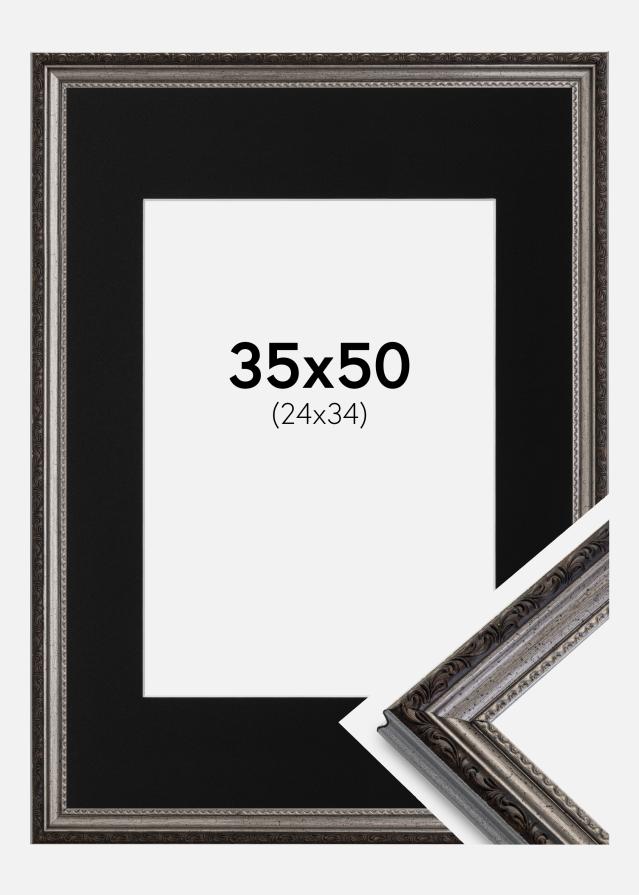 Marco Abisko Plateado 35x50 cm - Paspartú Negro 25x35 cm