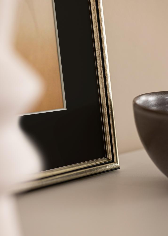 Marco Horndal Plateado 24x30 cm - Paspartú Negro 18x24 cm