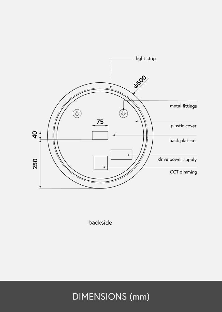 KAILA Espejo LED 50 cm Ø