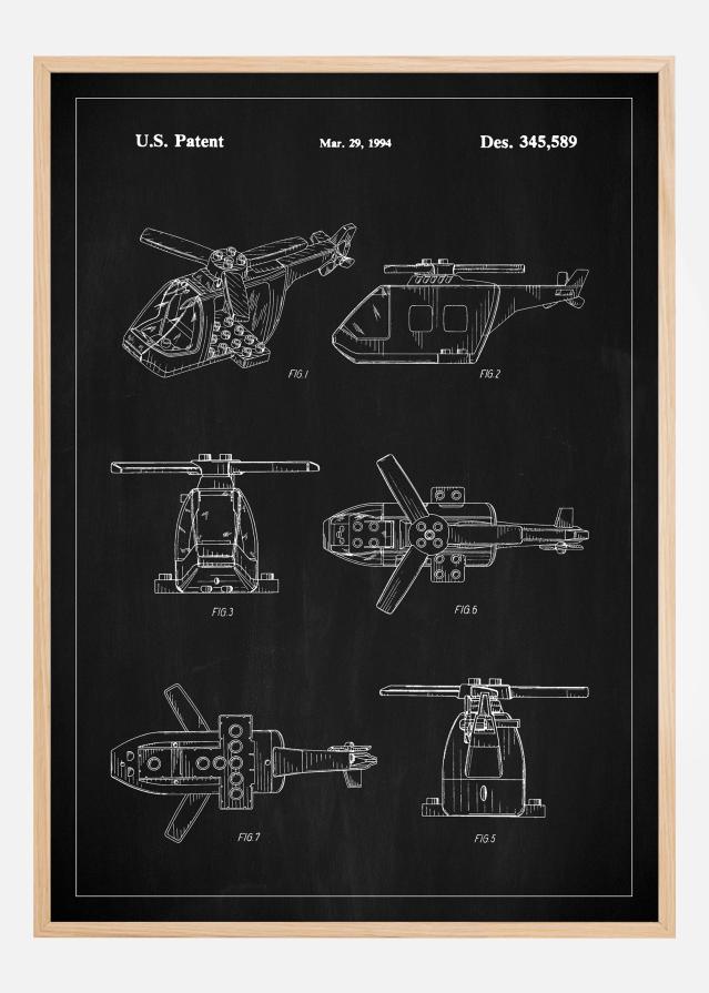 Patent Print - Lego Helicopter - Black Póster