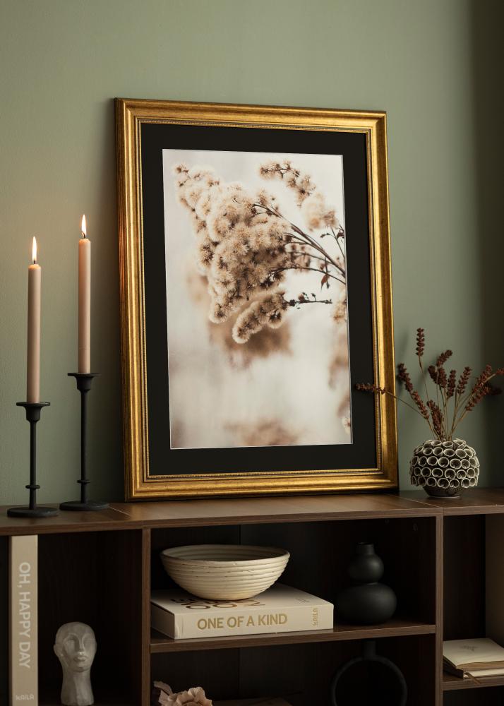 Marco Rokoko Dorado 50x60 cm - Paspartú Negro 40x50 cm