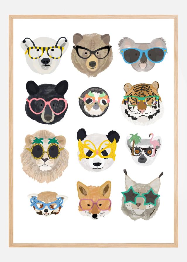 Big Cats in glasses print Póster