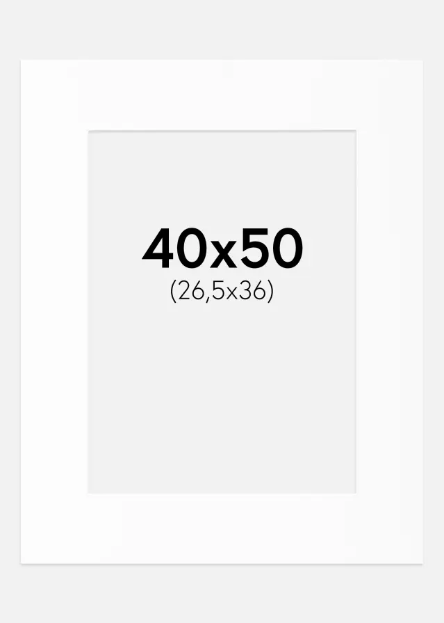 Paspartú Blanco Estándar (Borde interior blanco) 40x50 cm (26,5x36)