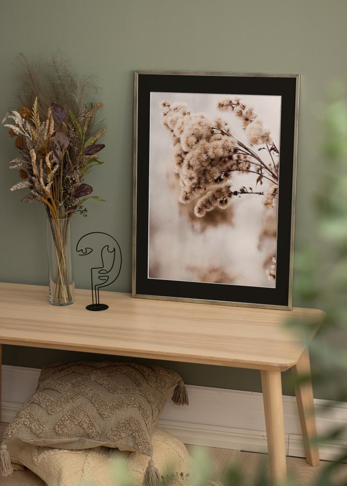 Marco Galant Plateado 40x50 cm - Paspartú Negro 12x16 inches