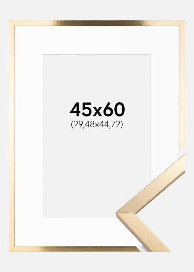 Marco Trendy Dorado 45x60 cm - Paspartú Blanco 12x18 inches